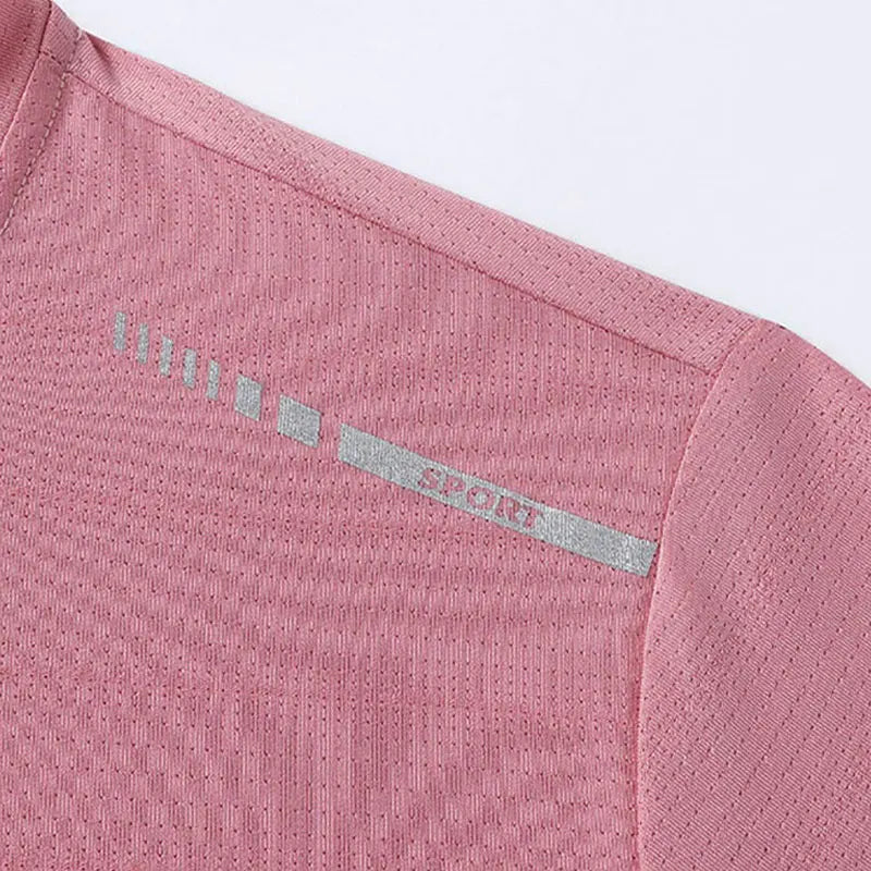 Camiseta Esportiva de Corrida de Verão de Secagem Rápida, em Seda Gelada, com Mangas Curtas.
