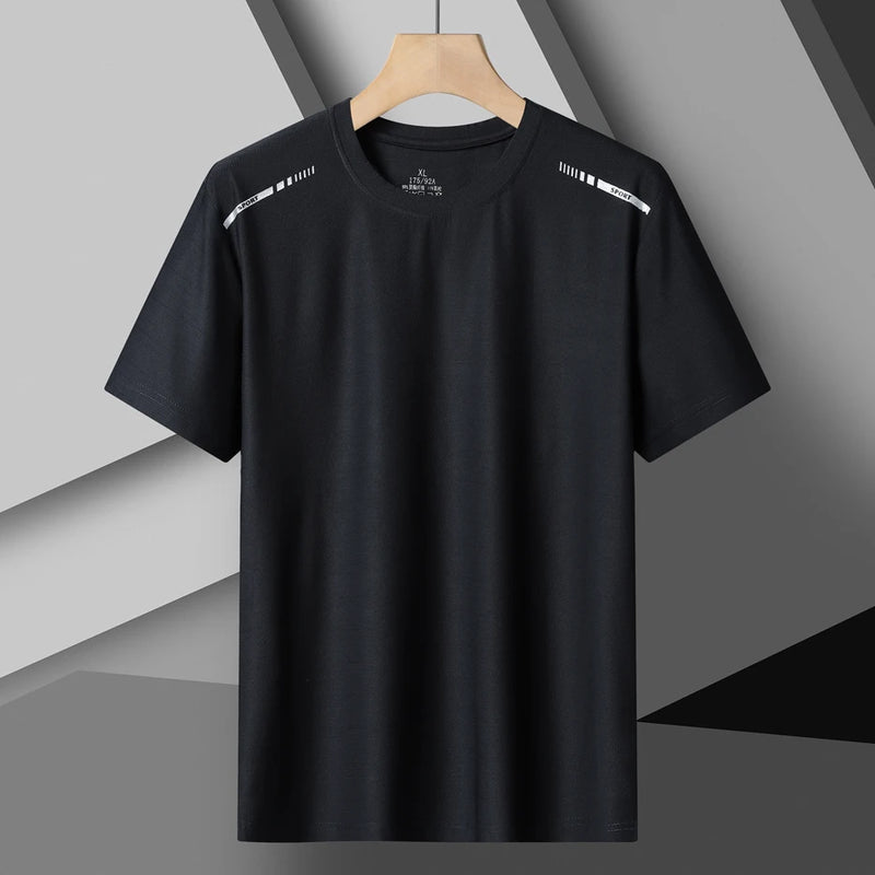 Camiseta Esportiva de Corrida de Verão de Secagem Rápida, em Seda Gelada, com Mangas Curtas.