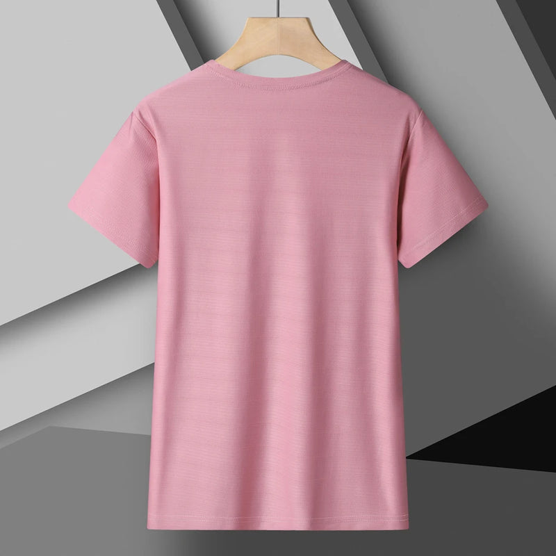 Camiseta Esportiva de Corrida de Verão de Secagem Rápida, em Seda Gelada, com Mangas Curtas.